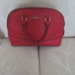 Anne Klein Red Satchel with Gold Accents